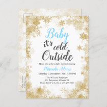 Baby it's cold outside  Baby Boy Baby Shower Invitation Postcard
