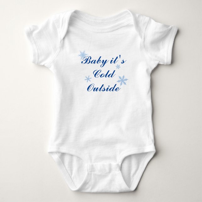 Baby it's Cold Outside Baby Boy Bodysuit in Blue (Front)