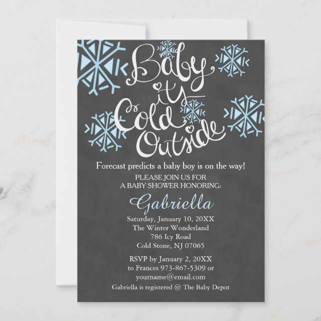 Baby It's Cold Outside Baby Boy Shower Invitation (Front)