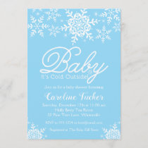 Baby It's Cold Outside Baby Boy Shower Snowflakes Invitation