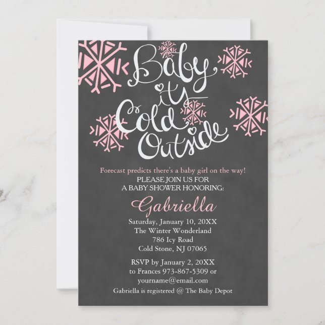 Baby It's Cold Outside Baby Girl Shower Invitation (Front)