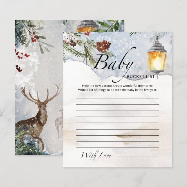 Baby it's cold outside baby shower bucket list (Front/Back)