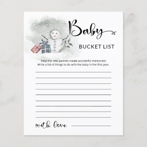 Baby its cold outside baby shower bucket list