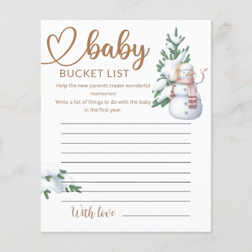 Baby its Cold Outside Baby Shower Bucket List