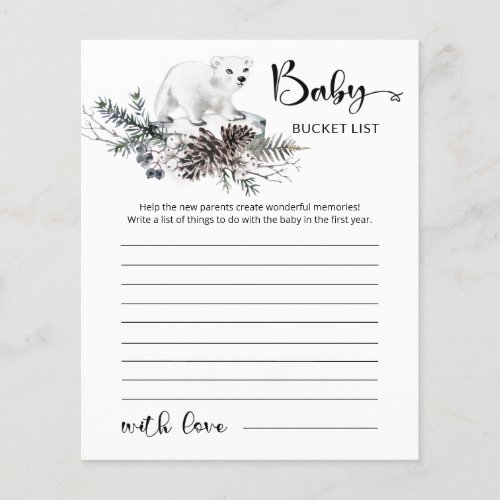 Baby its cold outside baby shower bucket list