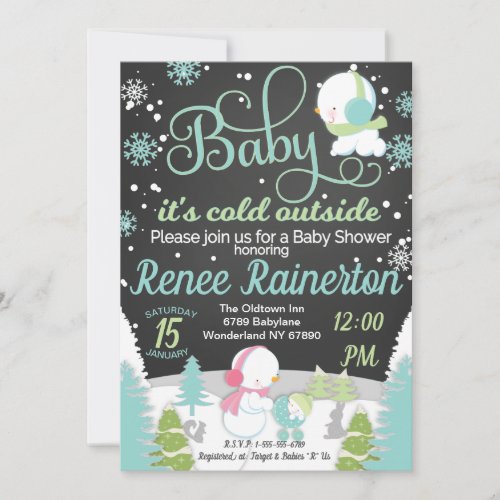 Baby Its Cold Outside Baby Shower Chalkboard Invitation