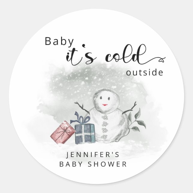 Baby its cold outside baby shower classic round sticker (Front)