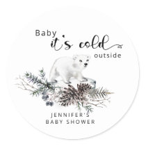 Baby its cold outside baby shower  classic round sticker