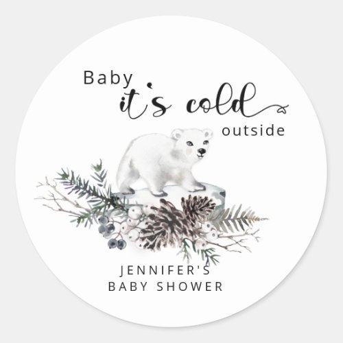 Baby its cold outside baby shower  classic round sticker