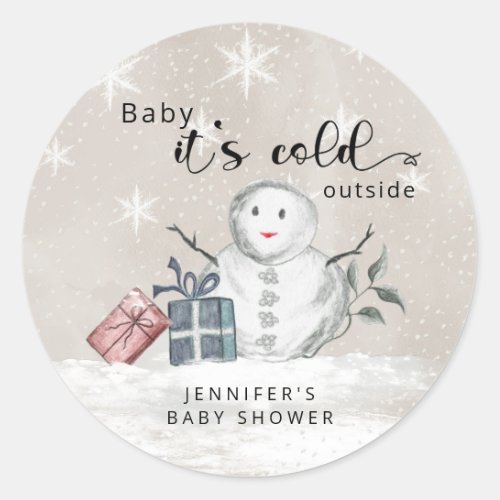 Baby its cold outside baby shower classic round sticker