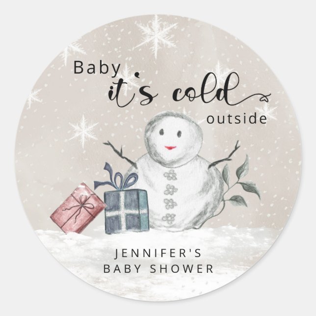Baby its cold outside baby shower classic round sticker (Front)
