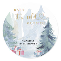 Baby its cold outside baby shower classic round sticker