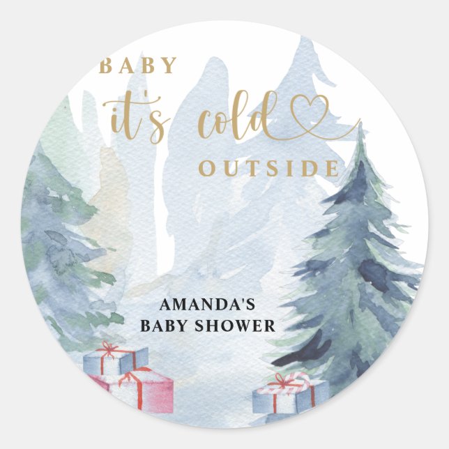 Baby its cold outside baby shower classic round sticker (Front)