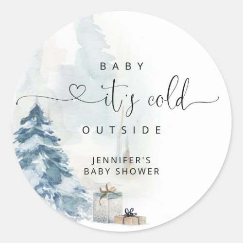 Baby its cold outside baby shower classic round sticker