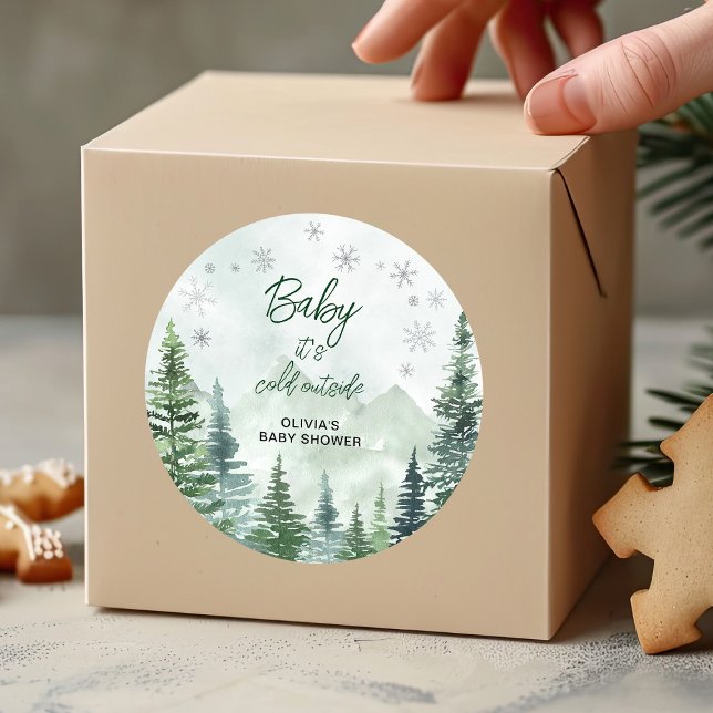 Baby it's Cold Outside Baby Shower Classic Round Sticker (Creator Uploaded)