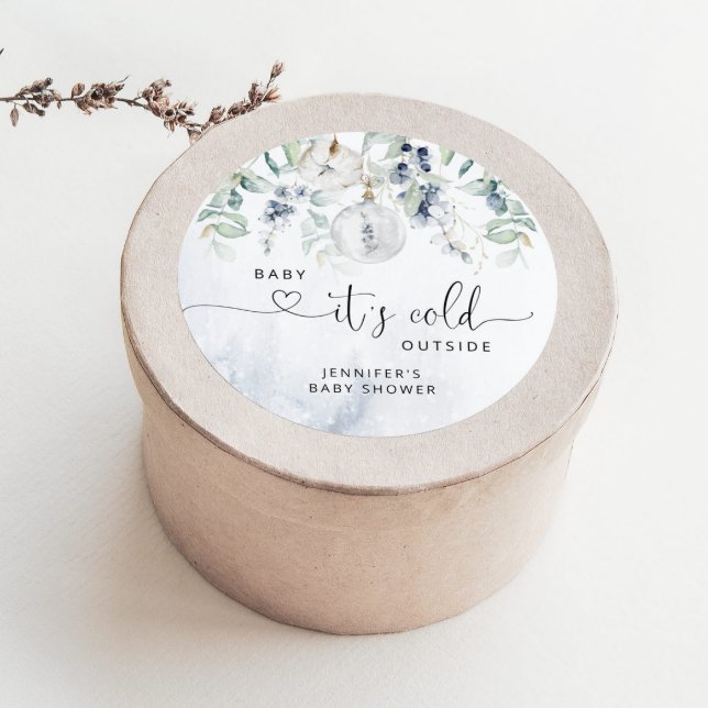 Baby its cold outside baby shower classic round sticker (Creator Uploaded)