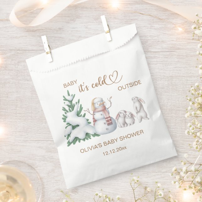 Baby its cold outside. Baby Shower Favor Bag (Clipped)