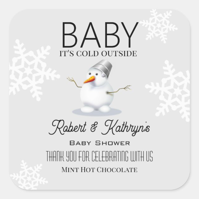 "Baby It's Cold Outside" Baby Shower Favor Label (Front)