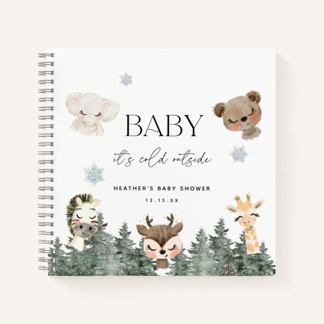Baby It's Cold Outside Baby Shower Guestbook Notebook (Front)