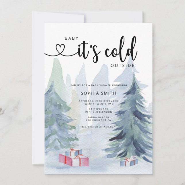 Baby it's cold outside baby shower  invitation (Front)