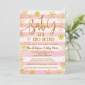 Baby It's Cold Outside Baby Shower Invitation Pink (Standing Front)