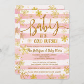 Baby It's Cold Outside Baby Shower Invitation Pink (Front/Back)