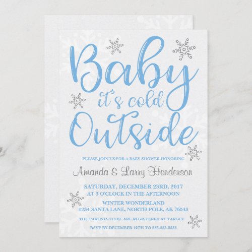Baby Its Cold Outside Baby Shower Invite _ Blue