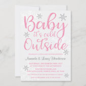 Baby It's Cold Outside Baby Shower Invite - Pink (Front)