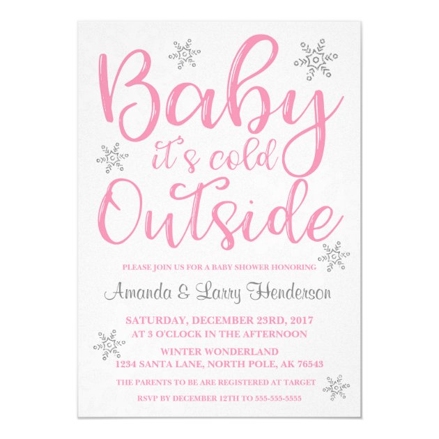Baby It's Cold Outside Baby Shower Invite - Pink