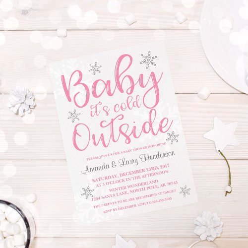 Baby Its Cold Outside Baby Shower Invite _ Pink