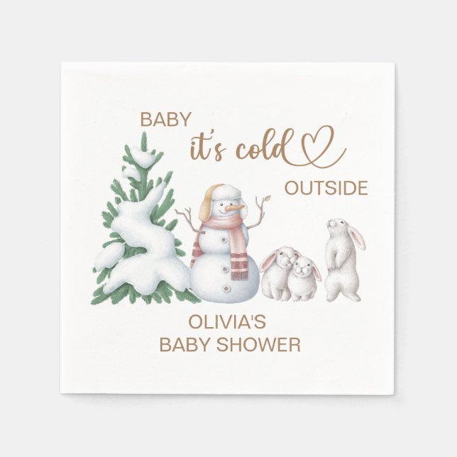 Baby its cold outside. Baby Shower Napkins (Front)