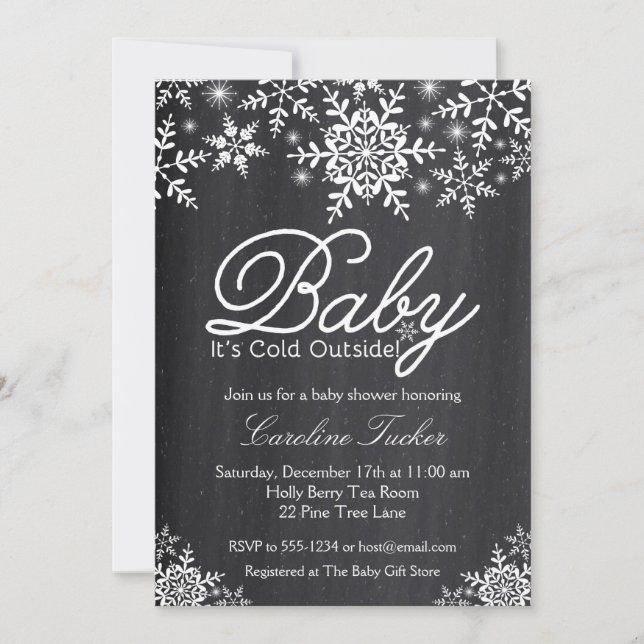 Baby It's Cold Outside Baby Shower on Chalkboard Invitation (Front)