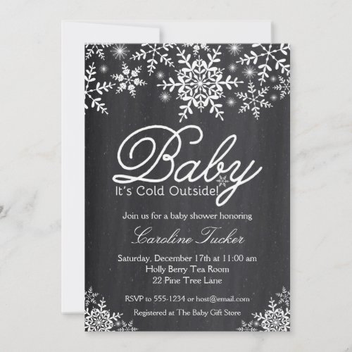 Baby Its Cold Outside Baby Shower on Chalkboard Invitation
