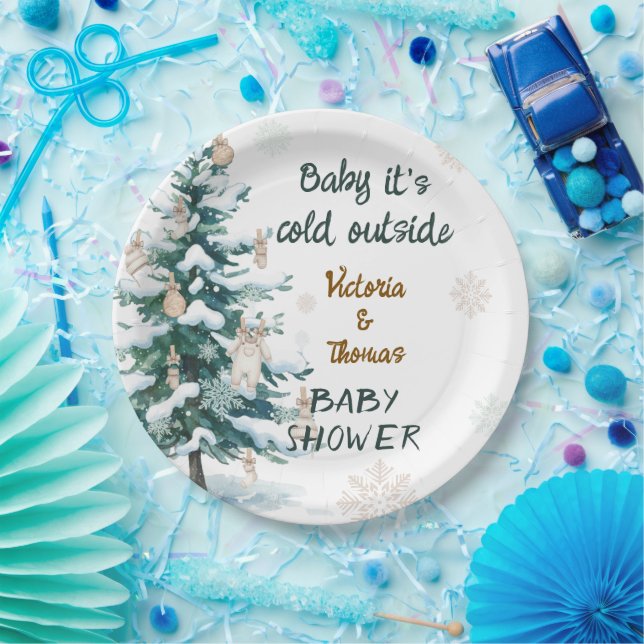 Baby It's Cold Outside Baby Shower  Paper Plates (Party)