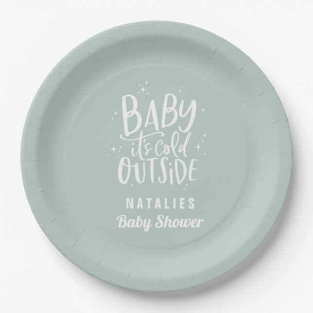 Baby it's cold outside baby shower party  paper plates (Front)