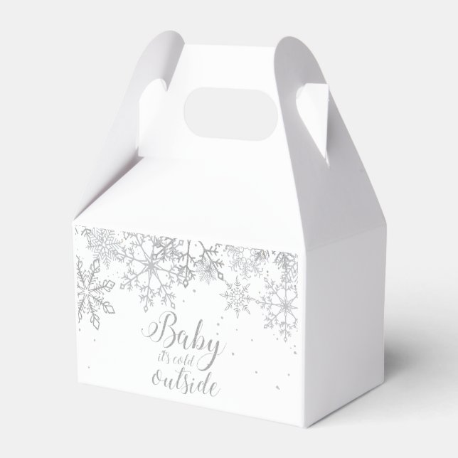 Baby it's Cold Outside Baby Shower Silver Favor Boxes (Front Side)