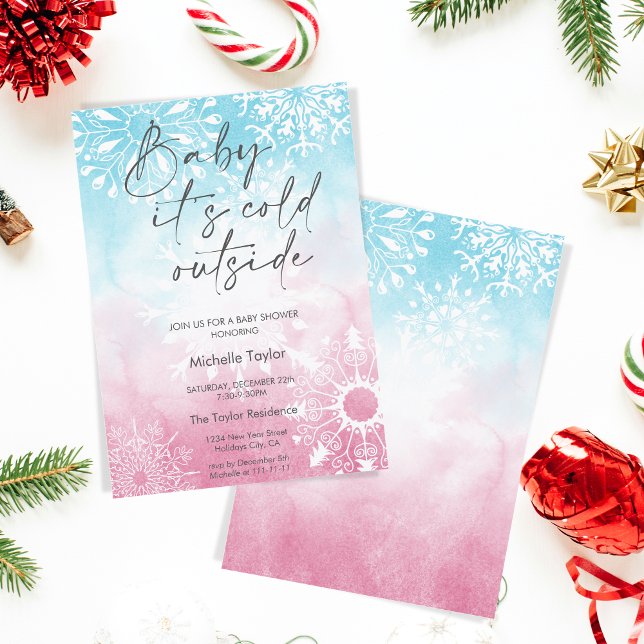 Baby it's cold outside baby shower snowflake invit invitation (Creator Uploaded)