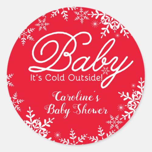 Baby Its Cold Outside Baby Shower Snowflakes Classic Round Sticker