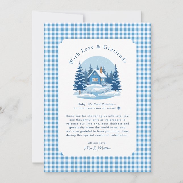 Baby It's Cold Outside Baby Shower Thank You  Card (Front)
