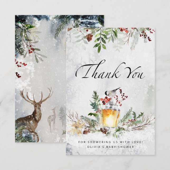 Baby its cold outside baby shower thank you card (Front/Back)