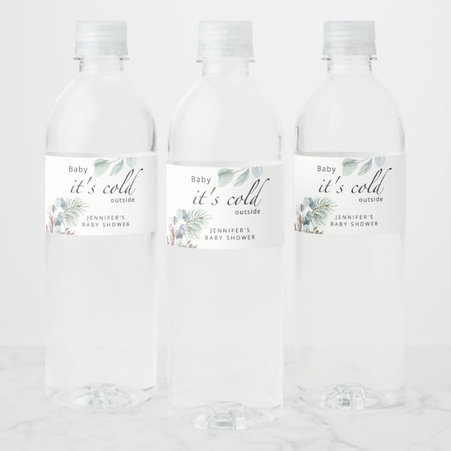 Baby its cold outside baby shower water bottle label (Bottles)