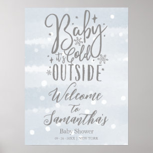 Silver And White Baby Shower Welcome Sign