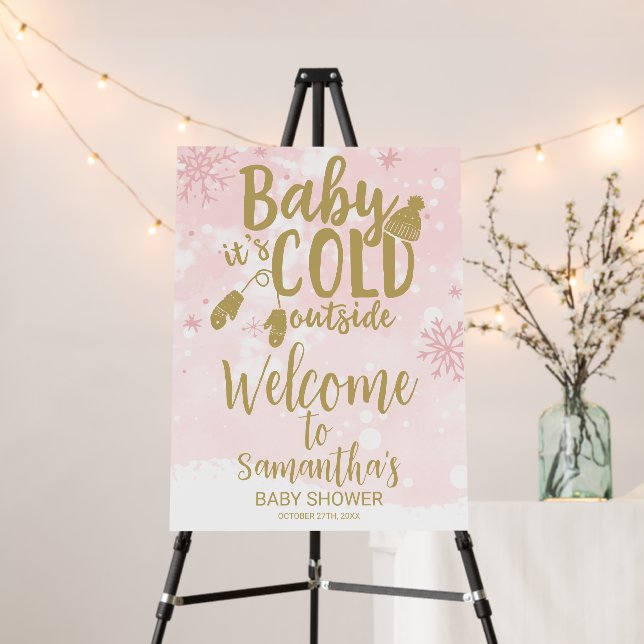 Baby It's Cold Outside Baby Shower Welcome Sign (In Situ (Stand))