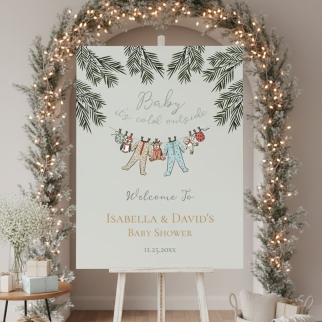 Baby Its Cold Outside Baby Shower Welcome Sign (Baby It's Cold Outside Winter Wonderland Baby Shower. Christmas Baby Pajamas & Cute Stuffed Animals)