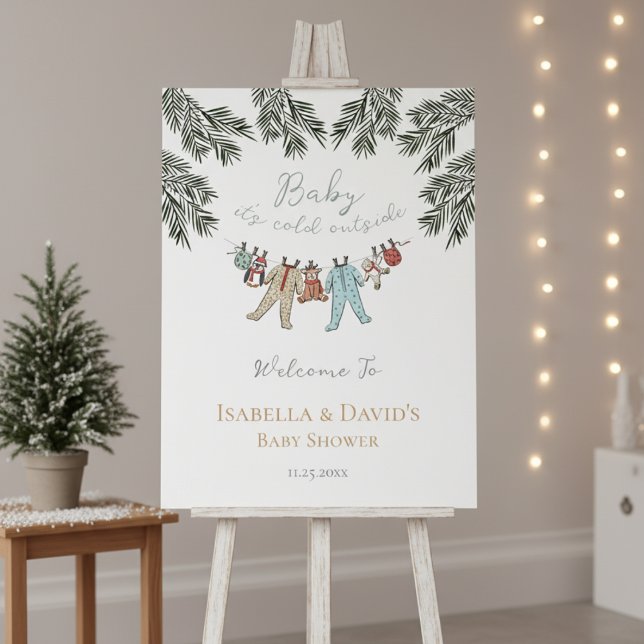 Baby Its Cold Outside Baby Shower Welcome Sign (Baby It's Cold Outside Winter Wonderland Baby Shower. Christmas Baby Pajamas & Cute Stuffed Animals)