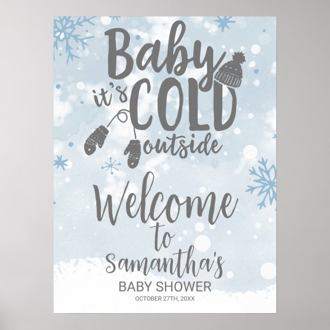 Baby It's Cold Outside Baby Shower Welcome Sign (Front)