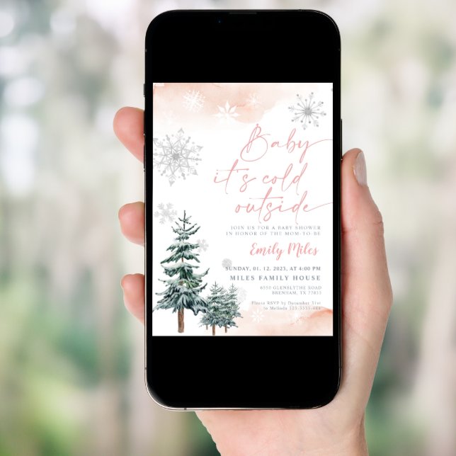 Baby it's cold outside, Baby shower winter Invitation (Front Digital)