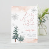 Baby it's cold outside, Baby shower winter Invitation (Standing Front)