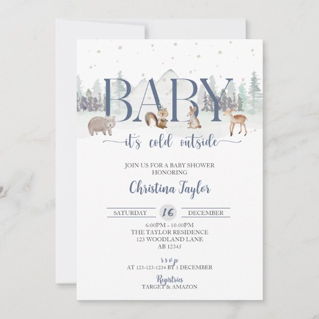 Baby It's Cold Outside Baby Shower, Winter Shower Invitation (Front)