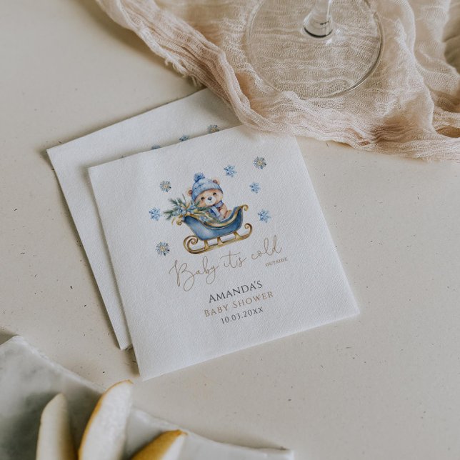 Baby It's Cold Outside Bear Baby Shower Napkins (Creator Uploaded)